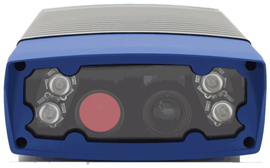 A roadside camera unit: a weather-sealed enclosure with camera optics and illumination modules on its front face.
